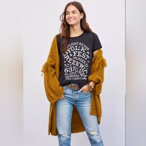 Anthropologie Cozy Mustard Yellow Knit Cardigan. New w/o Tag